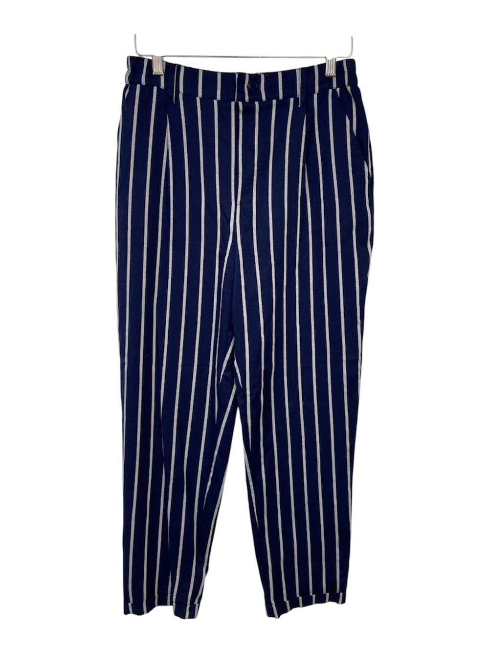 Forever 21 Navy and White Vertical Stripe Trousers Size Large